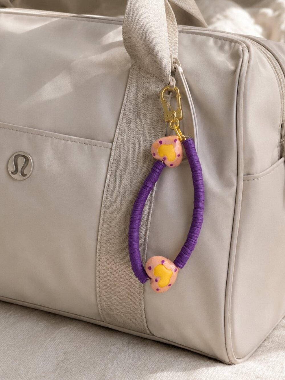 Yellow/Purple Heart Keychain